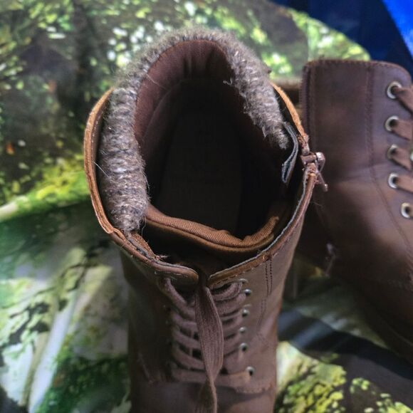 Time and Tru Lace Up Ankle Boots Brown Size 10 Combat Style Low Heel Womens - Picture 7 of 7